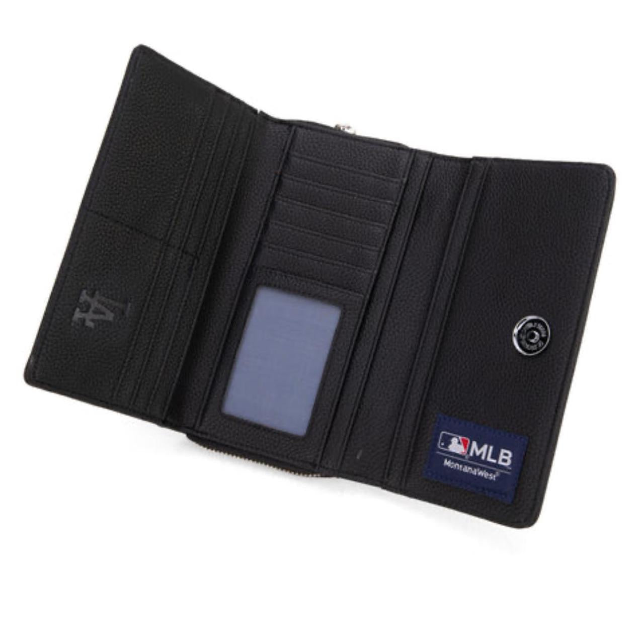 LA Dodgers Baseball Stitch Wallet – Zip Around Wristlet Fan Wallet