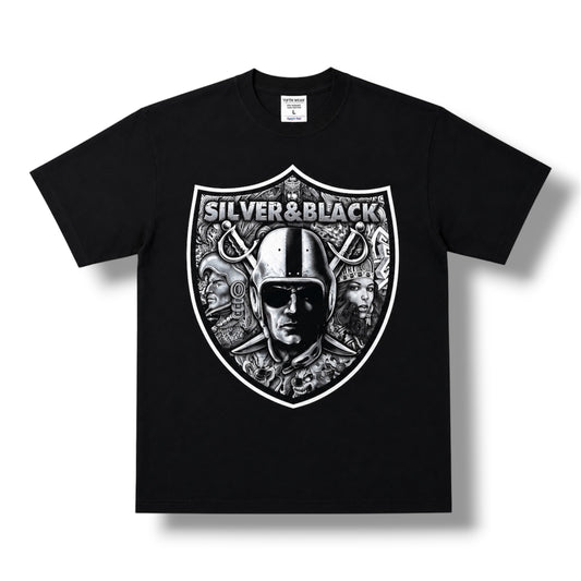 Adult Graphic T-Shirt - Silver & Black