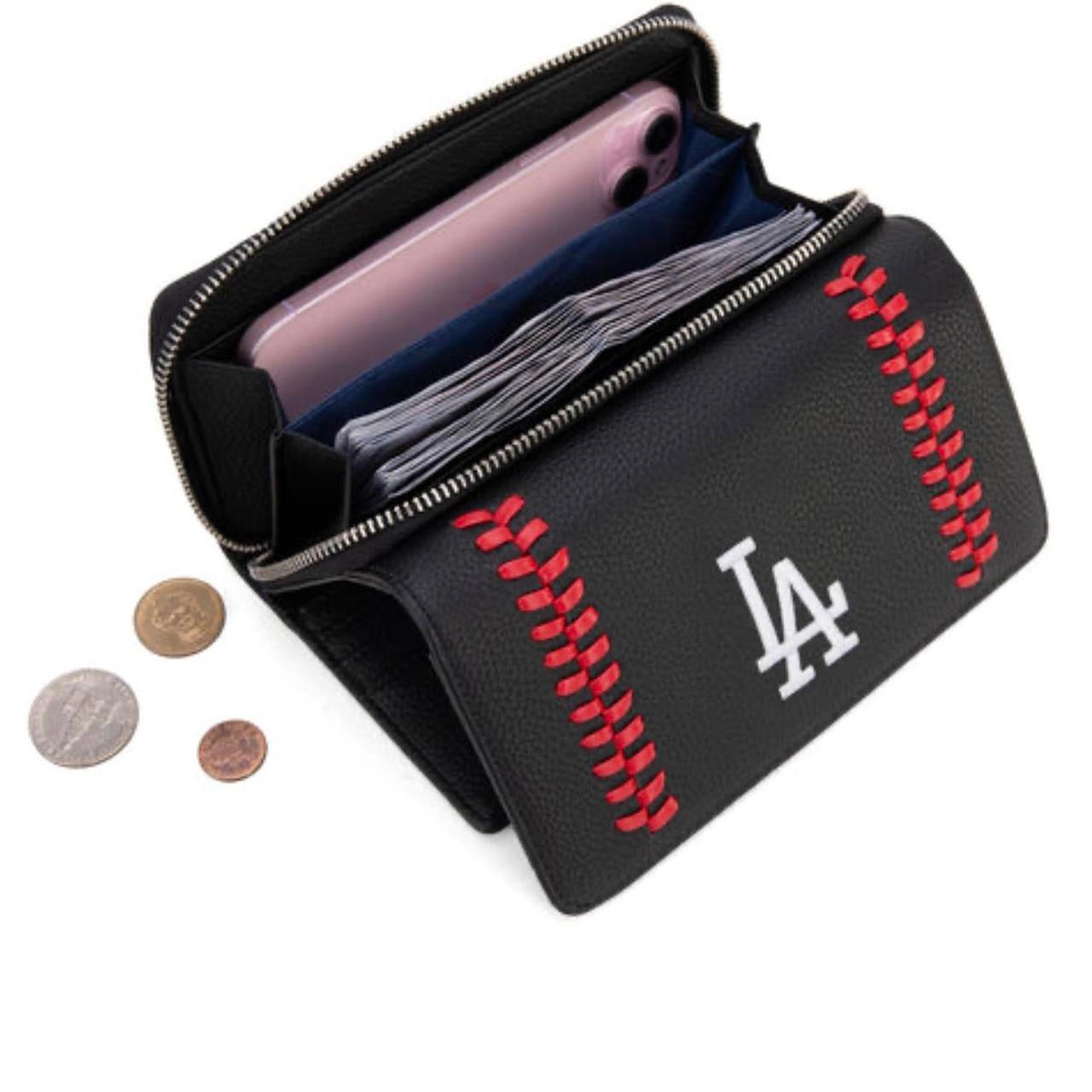 LA Dodgers Baseball Stitch Wallet – Zip Around Wristlet Fan Wallet